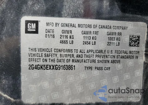 2016 Buick Regal from USA, damaged, VIN 2G4GK5EXXG9163861